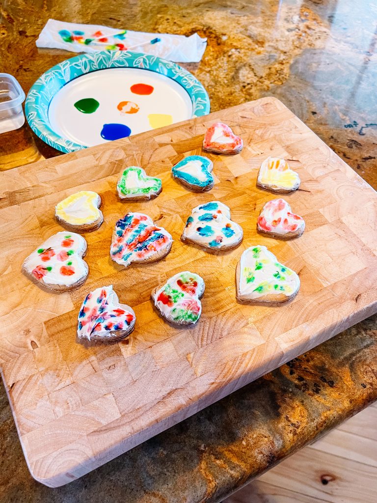 watercolor heart shaped sugar cookies