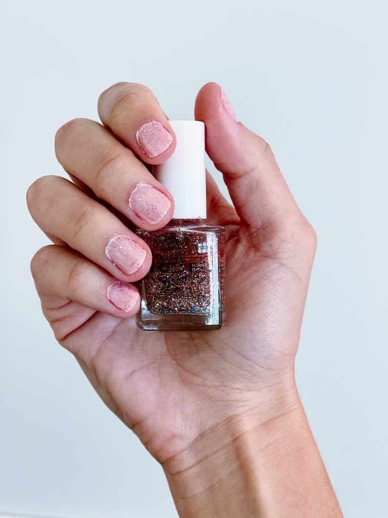 glitter pink and purple nail polish