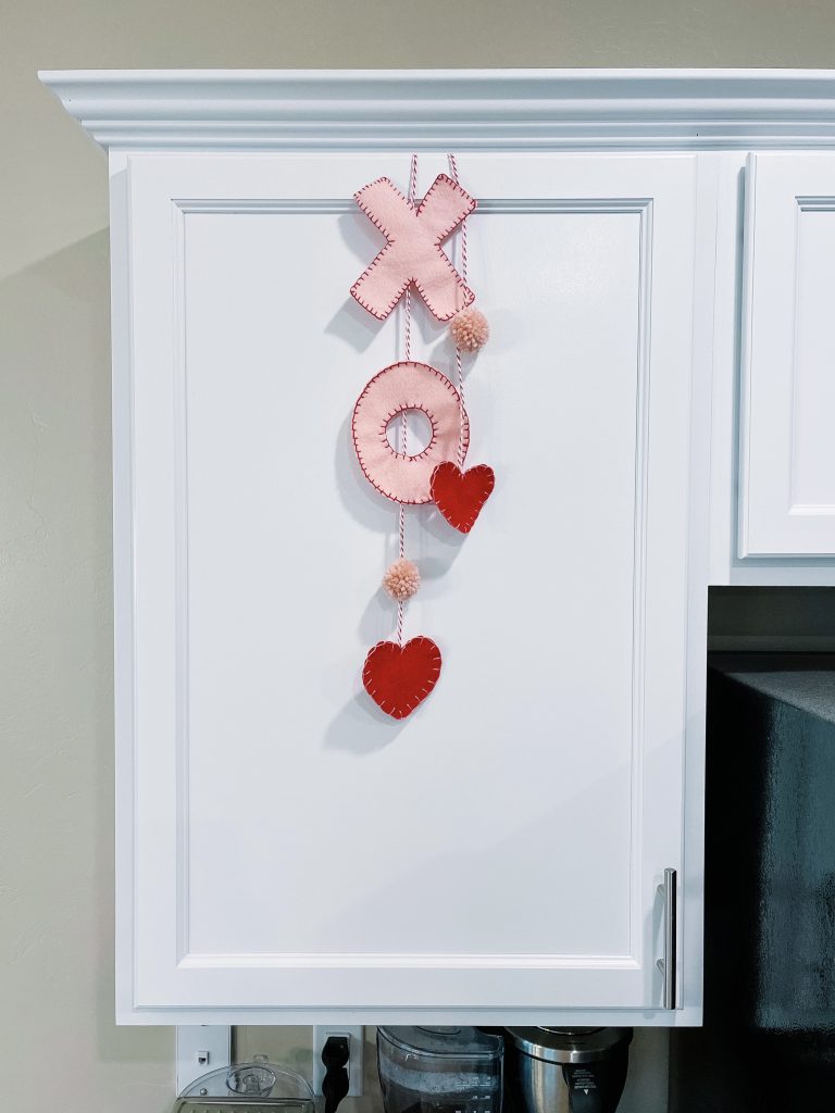DIY Valentine’s Day felt cabinet hangers