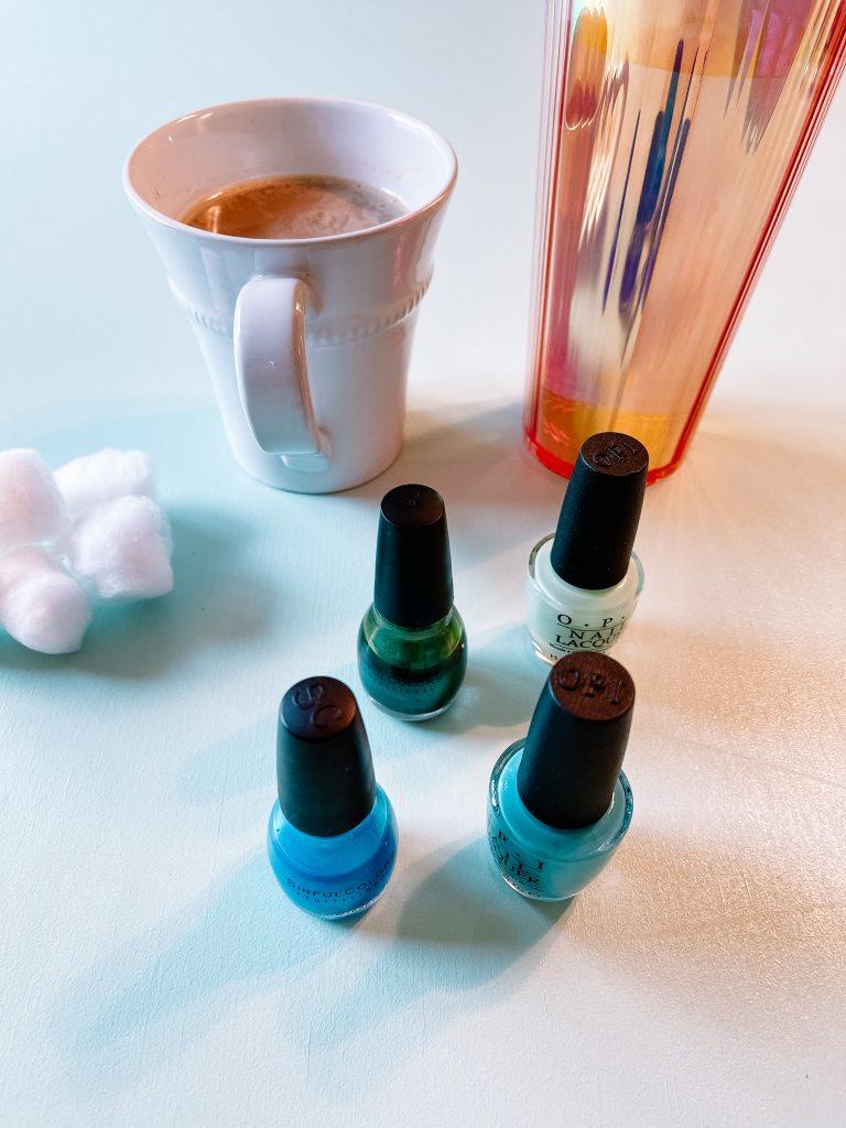 green and blue nail polish