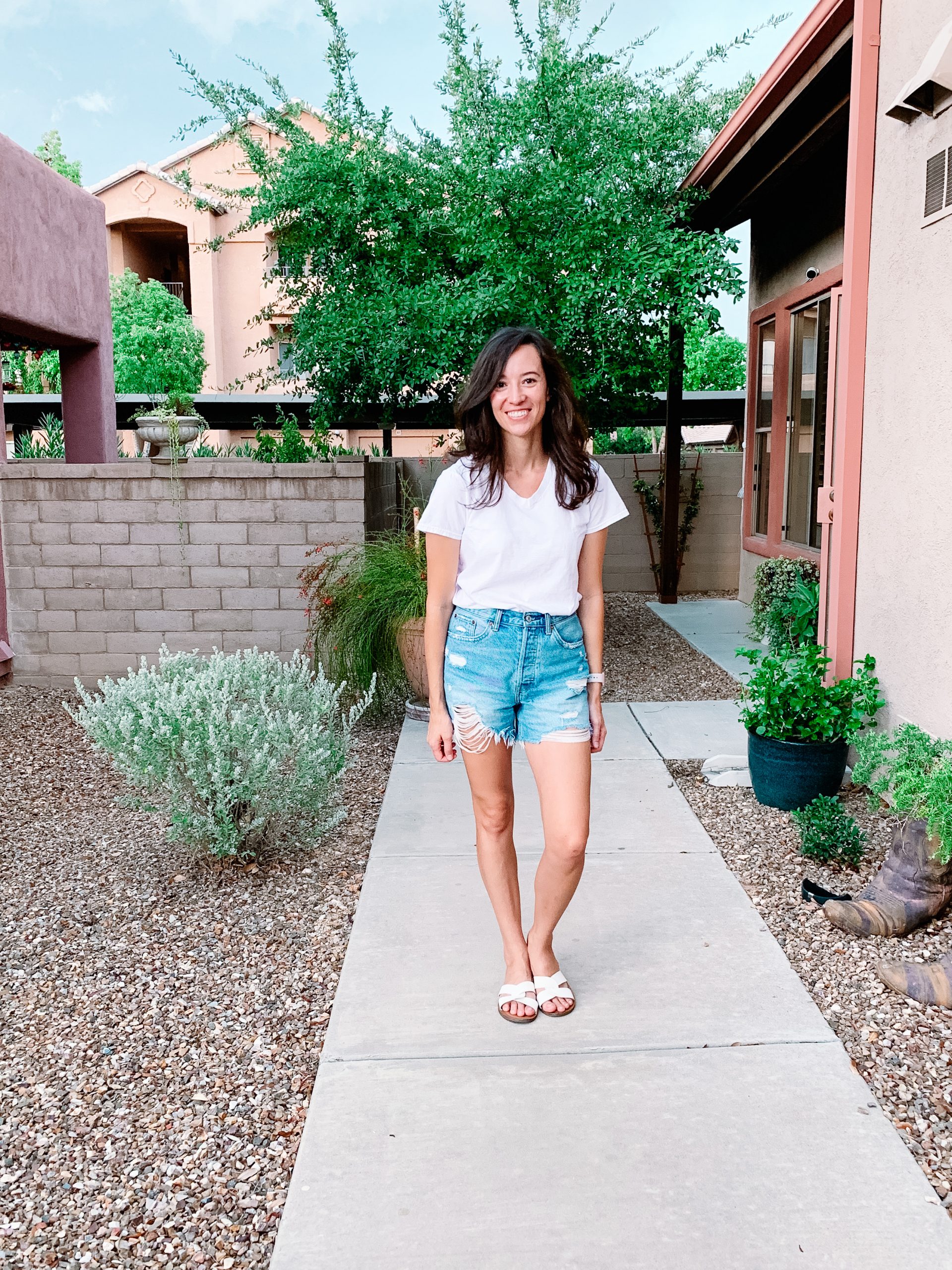 favorite white tee casual look