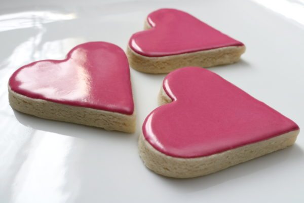 pink frosted heart cookies